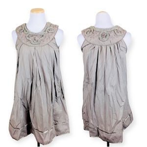 SILVERGATE Vintage Brown Boho Babydoll Dress Size SMALL Pockets Casual Y2K